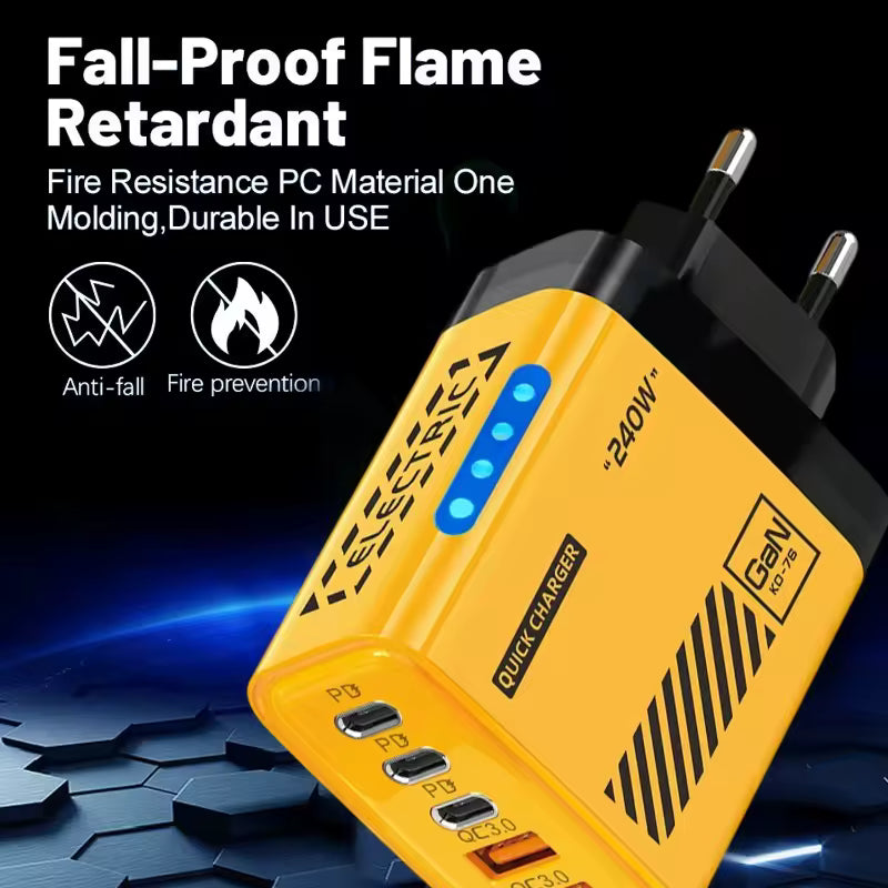 240W Dual USB + 3PD Mech Wind Belt Light Charge