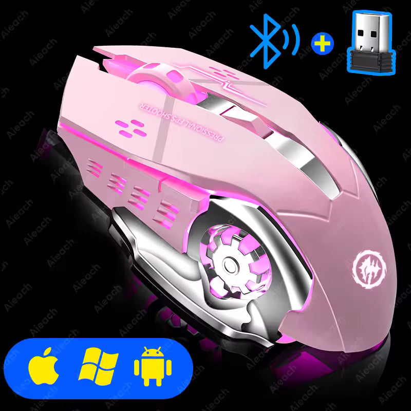 Wireless Bluetooth Gaming Mouse 2.4G Rechargeable RGB Backlit Mouse