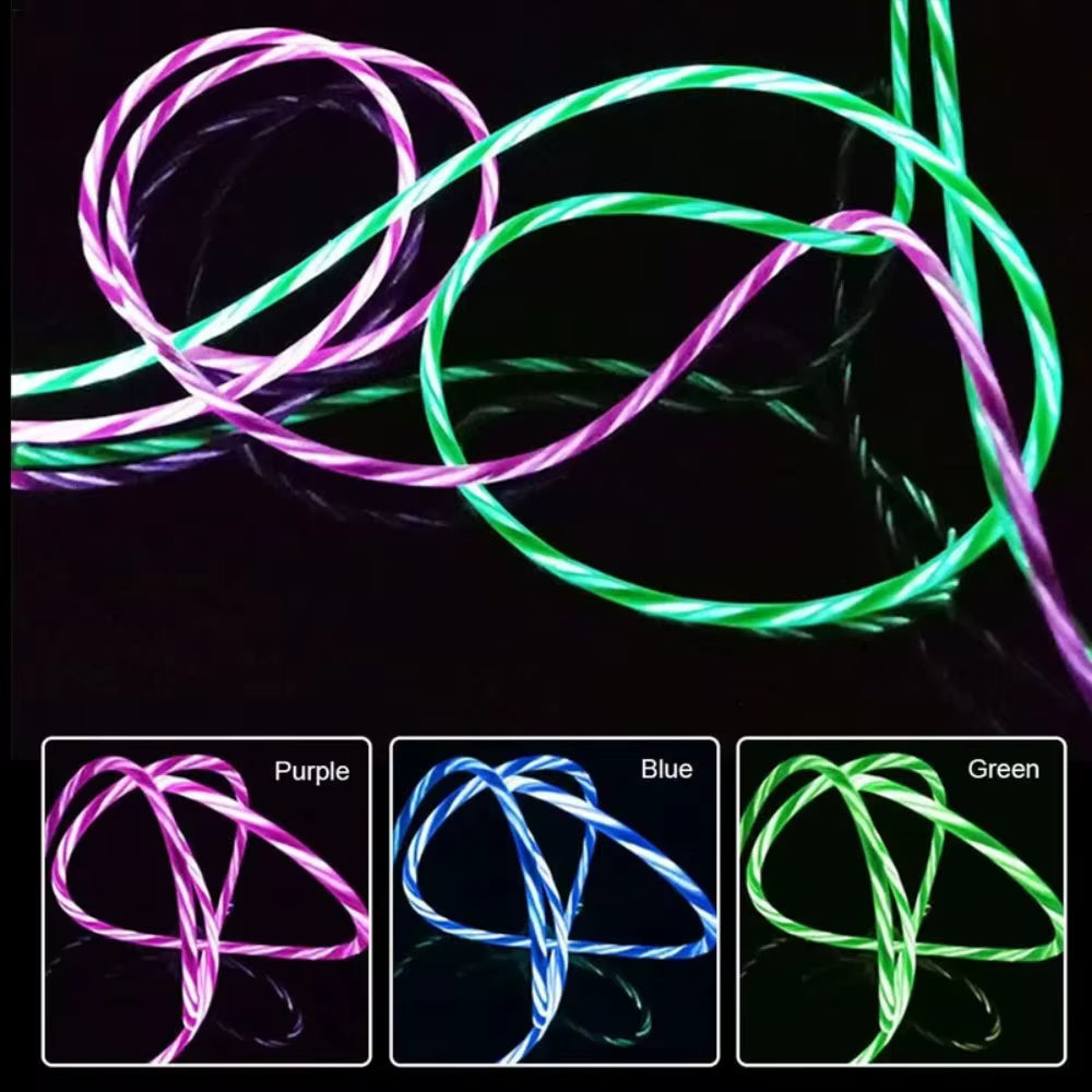 Glowing LED 3-in-1 Fast Charging Cable for Samsung, Xiaomi & iPhone ✨