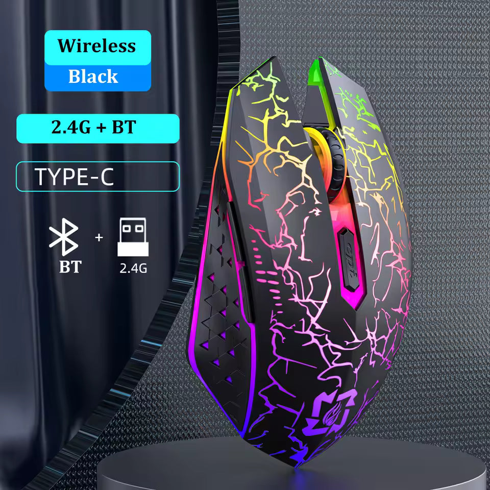 Bluetooth 5.2 RGB Wireless Mouse Dual Mode Silent Gaming Mouse 6 Buttons