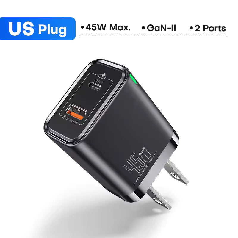 QOOVI 45W/65W GaN USB-C PD Fast Charger