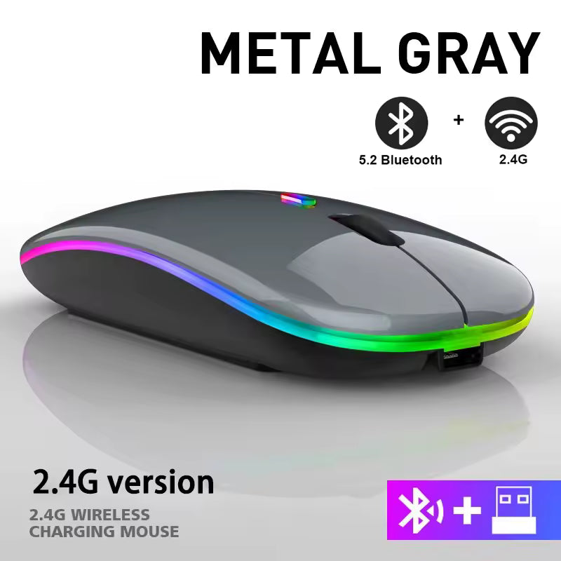 RGB Rechargeable Bluetooth Wireless Mouse 3600DPI LED Backlit