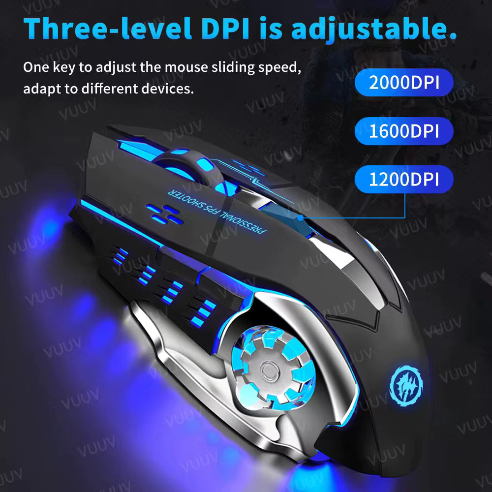Wireless Bluetooth Gaming Mouse 2.4G Rechargeable RGB Backlit Mouse