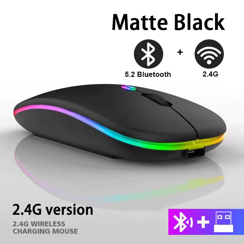 RGB Rechargeable Bluetooth Wireless Mouse 3600DPI LED Backlit