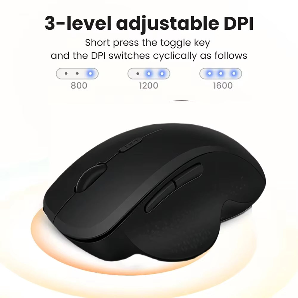 Dual Mode Bluetooth 5.2 Wireless Mouse 1600DPI Rechargeable Gaming Mouse