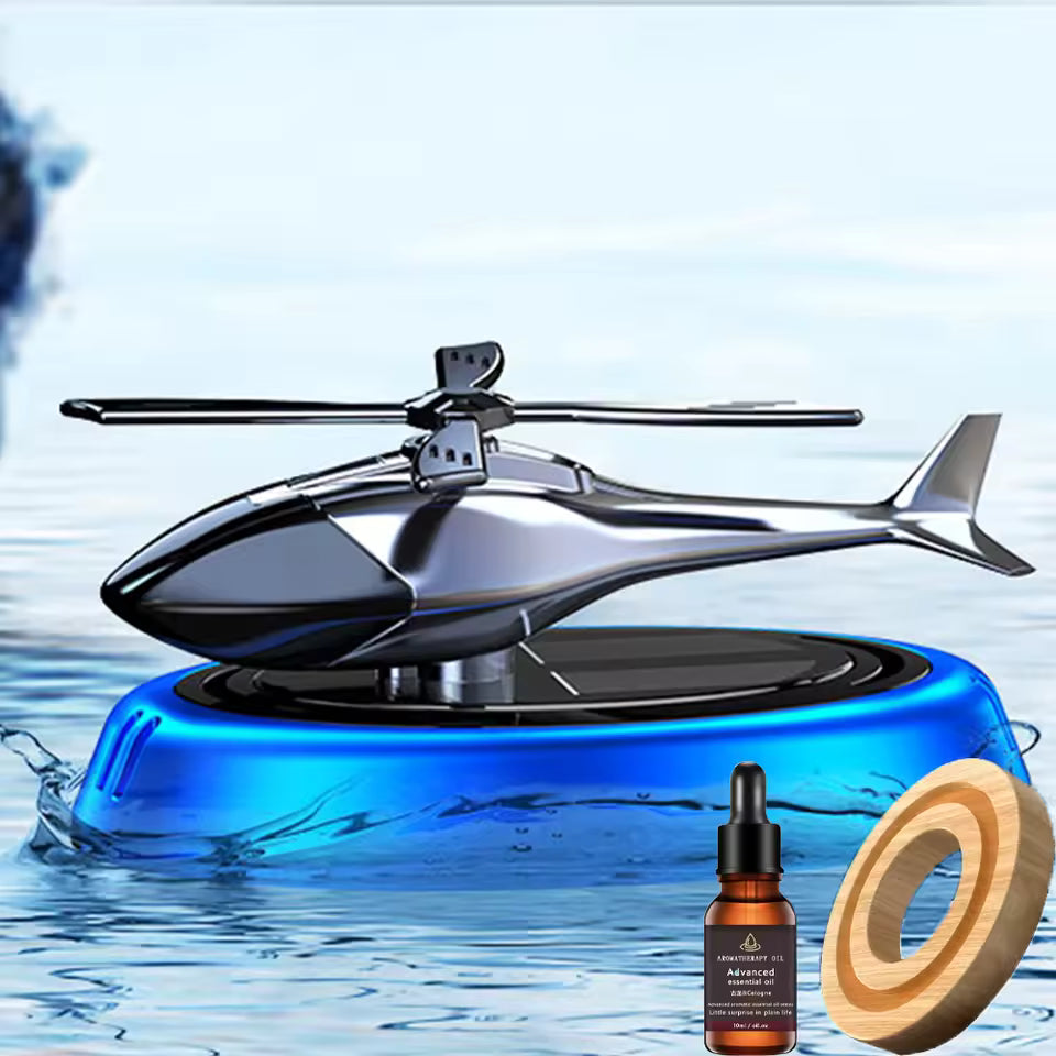 Solar Powered Rotating Helicopter Car Air Freshener Aroma Diffuser