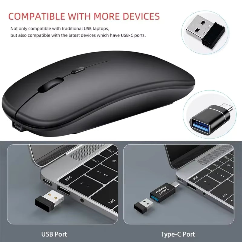 Dual Mode Bluetooth 2.4G Wireless Rechargeable Gaming Mouse