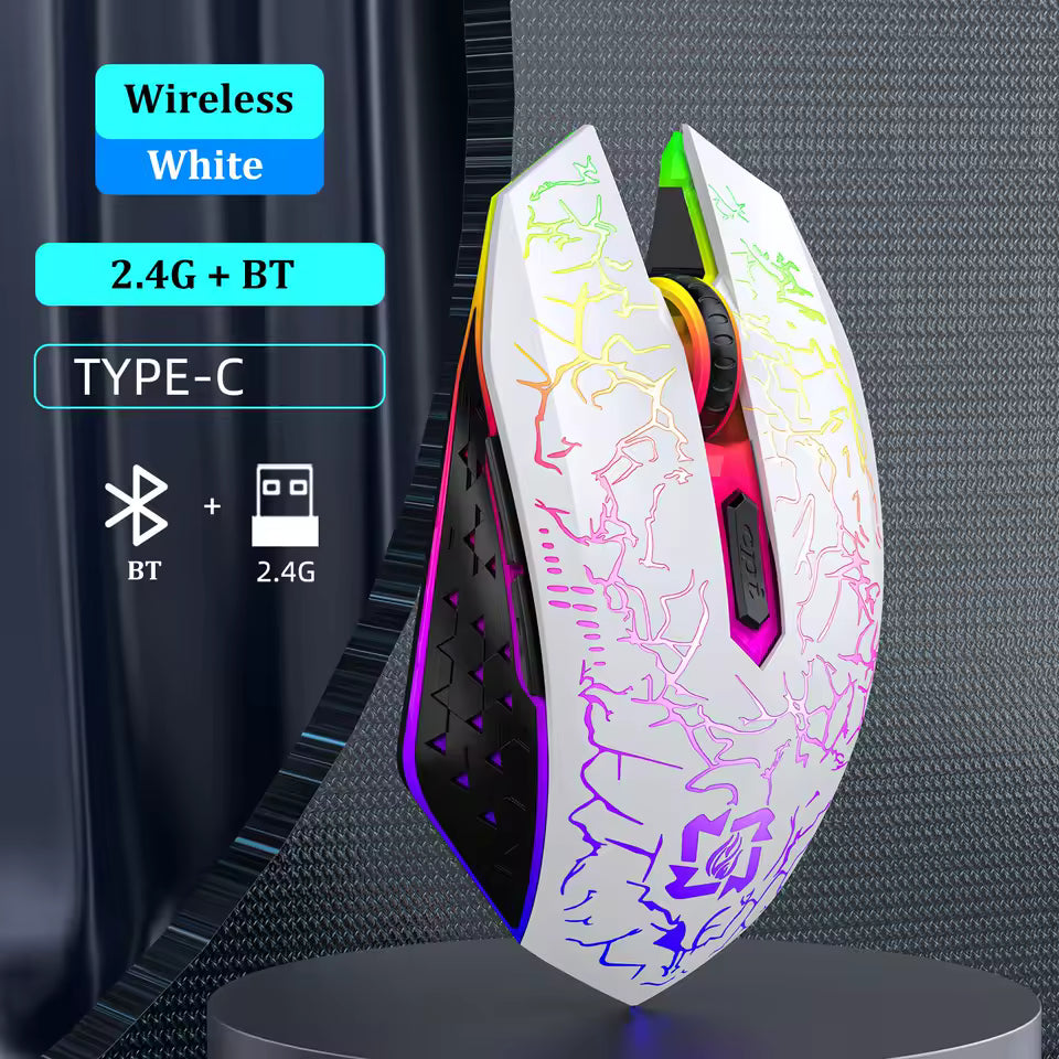 Bluetooth 5.2 RGB Wireless Mouse Dual Mode Silent Gaming Mouse 6 Buttons