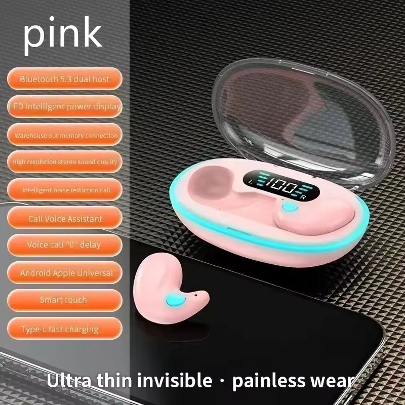 X55 Mini TWS Sleeping Earbuds Wireless Bluetooth Headphones with Mic & Waterproof Design