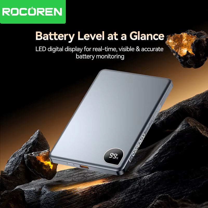 Rocoren Magnetic Power Bank 10000mAh Fast Wireless Charger