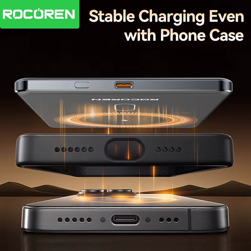 Rocoren Magnetic Power Bank 10000mAh Fast Wireless Charger