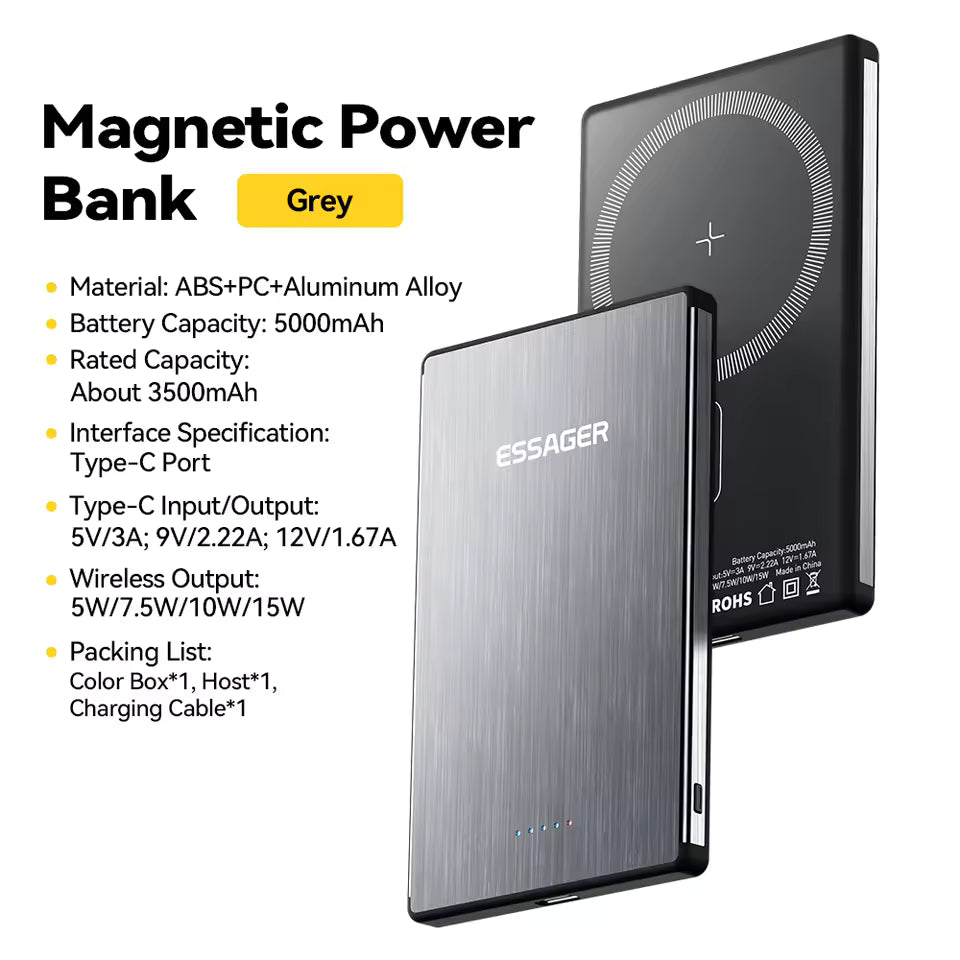 Essager 5000mAh Magnetic Wireless Power Bank