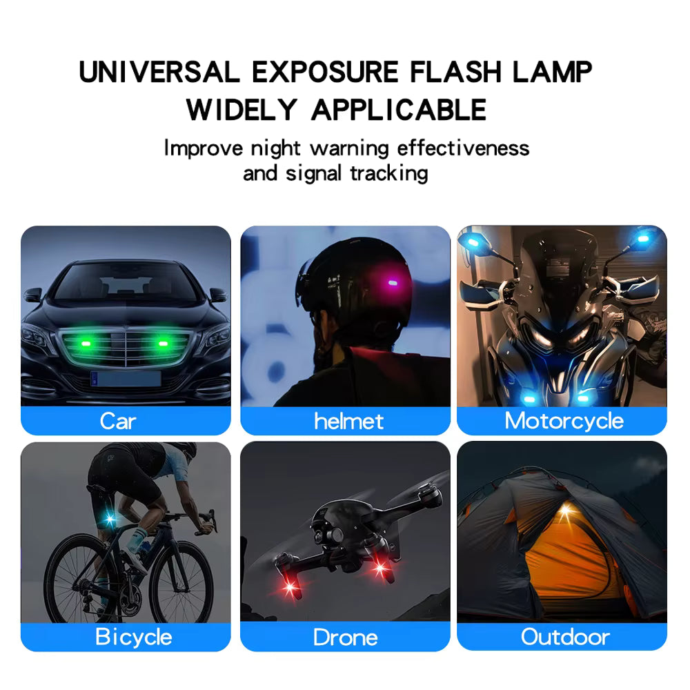 Wireless LED Strobe Lights (2/4PCS) – 8 Color Rechargeable Anti-Collision Warning Lights for Cars