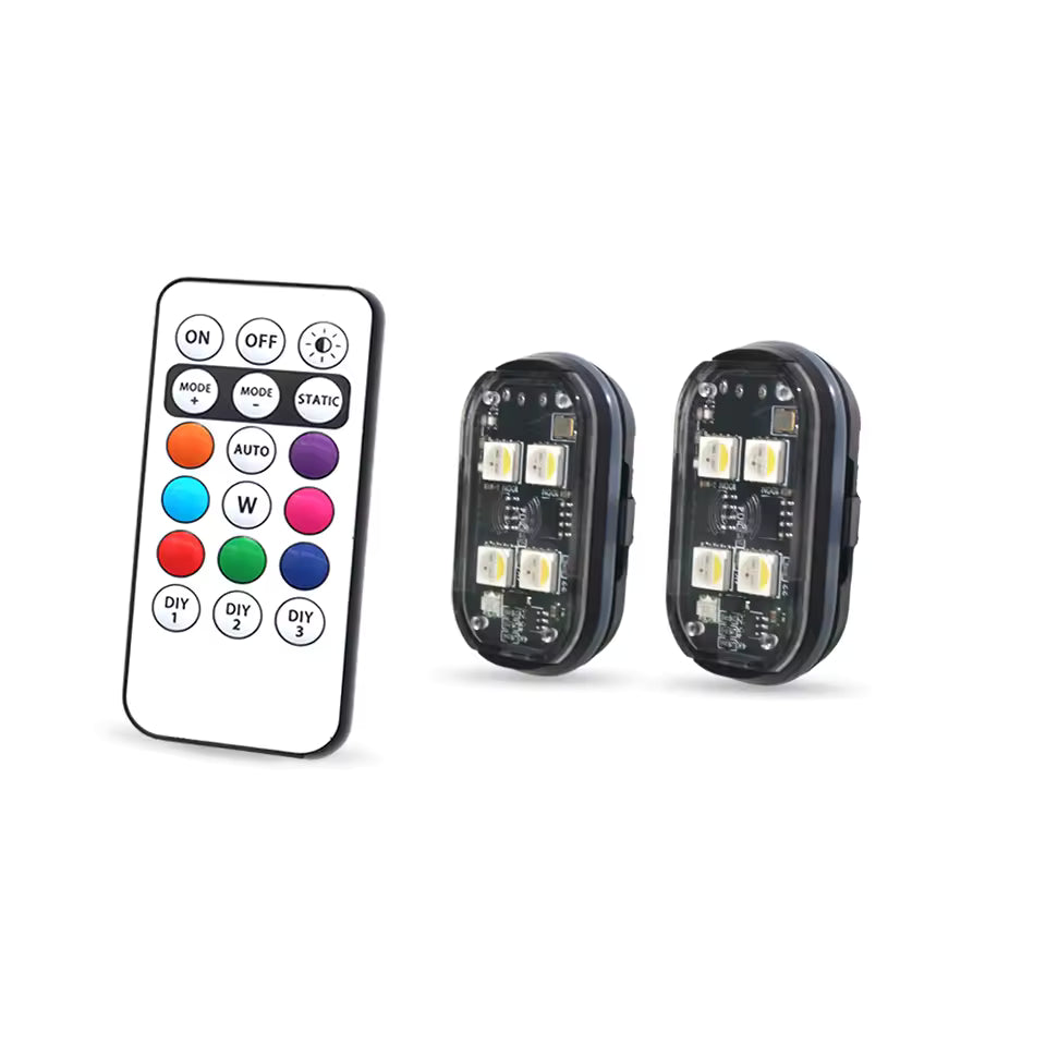 Wireless LED Strobe Lights (2/4PCS) – 8 Color Rechargeable Anti-Collision Warning Lights for Cars