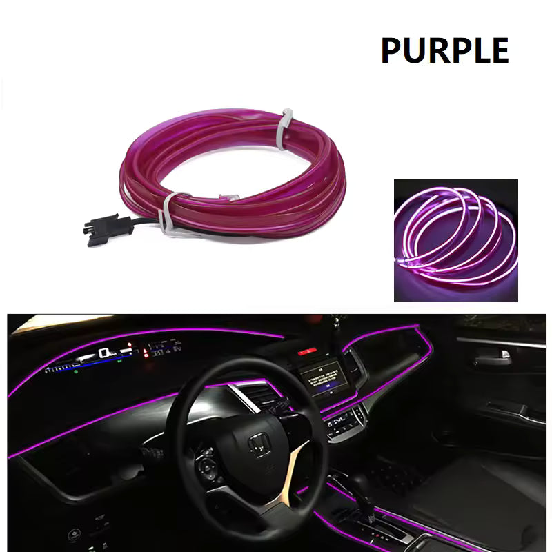 3m/5m/10m Neon LED Car Interior Light Strip – Flexible EL Wire Ambient Decoration Lamp 12V