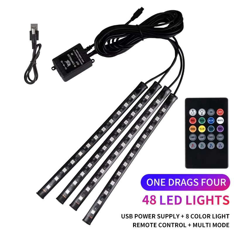 Universal RGB Car Ambient LED Lights – 8 Color Interior Atmosphere Strip for Cars, SUVs & 4x4s