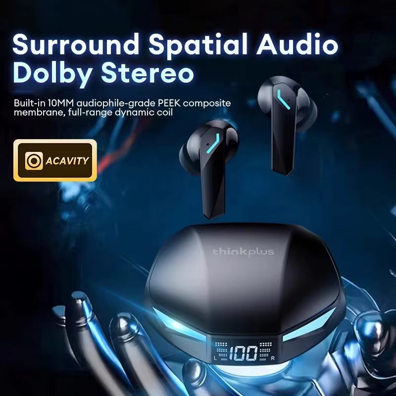 Lenovo XT53 Wireless Bluetooth 5.4 Earbuds with LED Display, Waterproof Design & Low Latency Gaming Mode