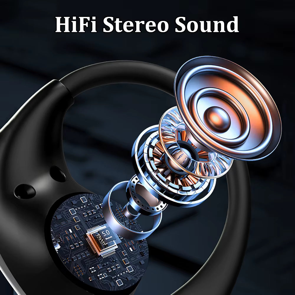 Bluetooth 5.4 TWS Ear Hook Wireless Earbuds HiFi Stereo Waterproof Headphones with LED Display