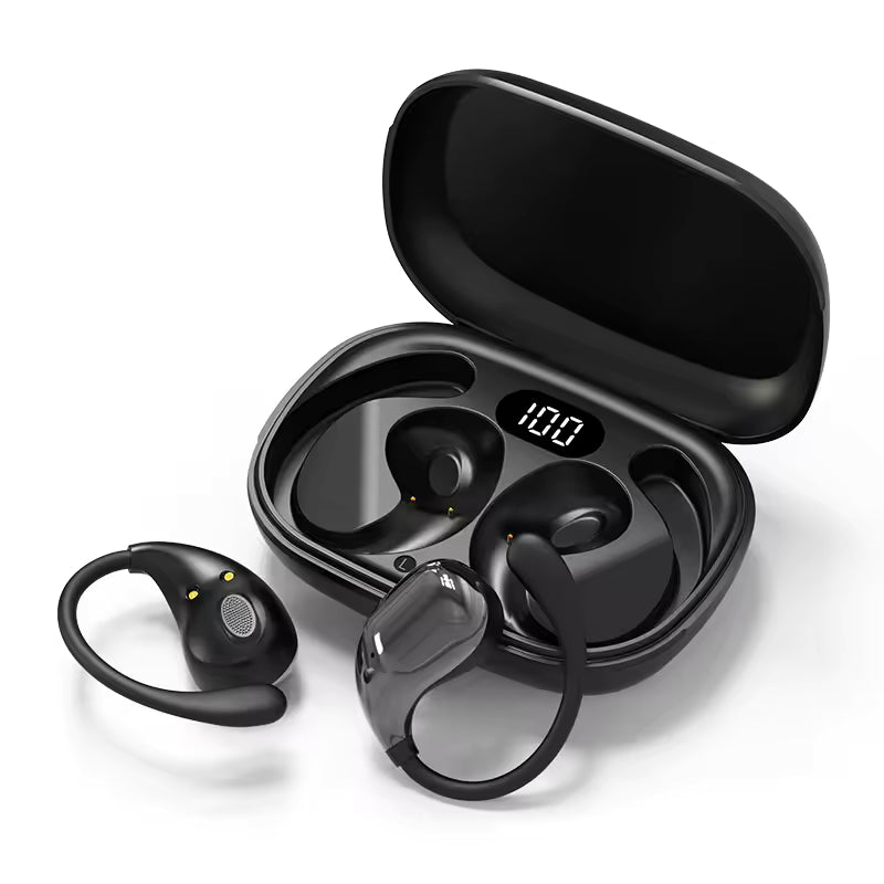 Bluetooth 5.4 TWS Ear Hook Wireless Earbuds HiFi Stereo Waterproof Headphones with LED Display