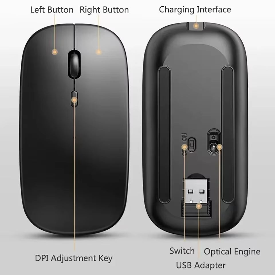 Dual Mode Bluetooth 2.4G Wireless Rechargeable Gaming Mouse