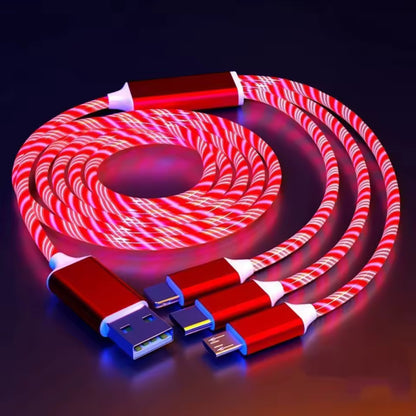 Glowing LED 3-in-1 Fast Charging Cable for Samsung, Xiaomi & iPhone ✨