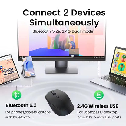 KEBIDUMEI Dual Mode Bluetooth 2.4G Wireless Rechargeable Mouse