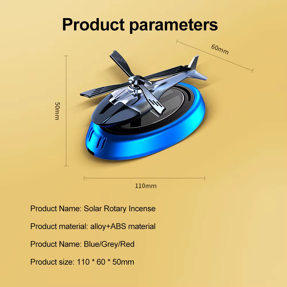 Solar Powered Rotating Helicopter Car Air Freshener Aroma Diffuser