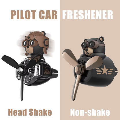 Rotating Pilot Bear Car Air Freshener Vent Clip Perfume Diffuser