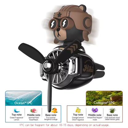 Rotating Pilot Bear Car Air Freshener Vent Clip Perfume Diffuser