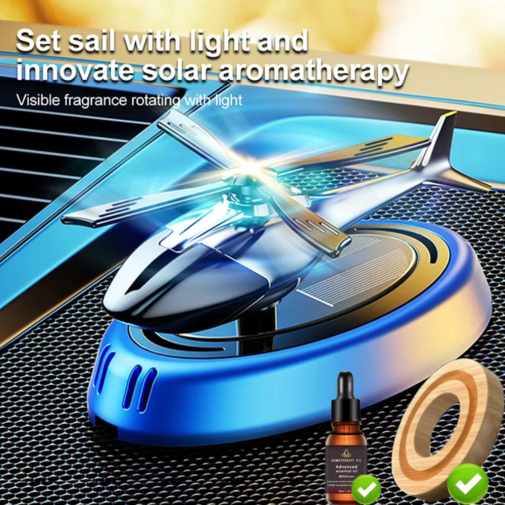Solar Powered Rotating Helicopter Car Air Freshener Aroma Diffuser