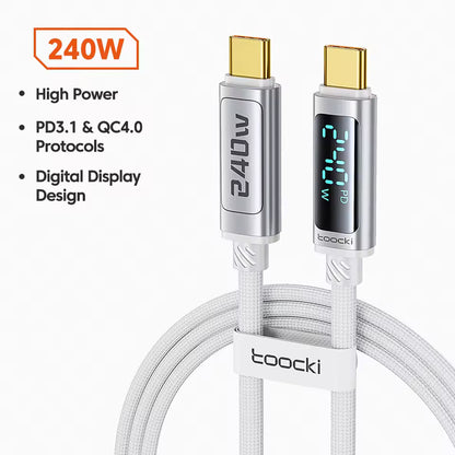 Toocki 240W USB-C Fast Charging Cable | PD3.1 Digital Display