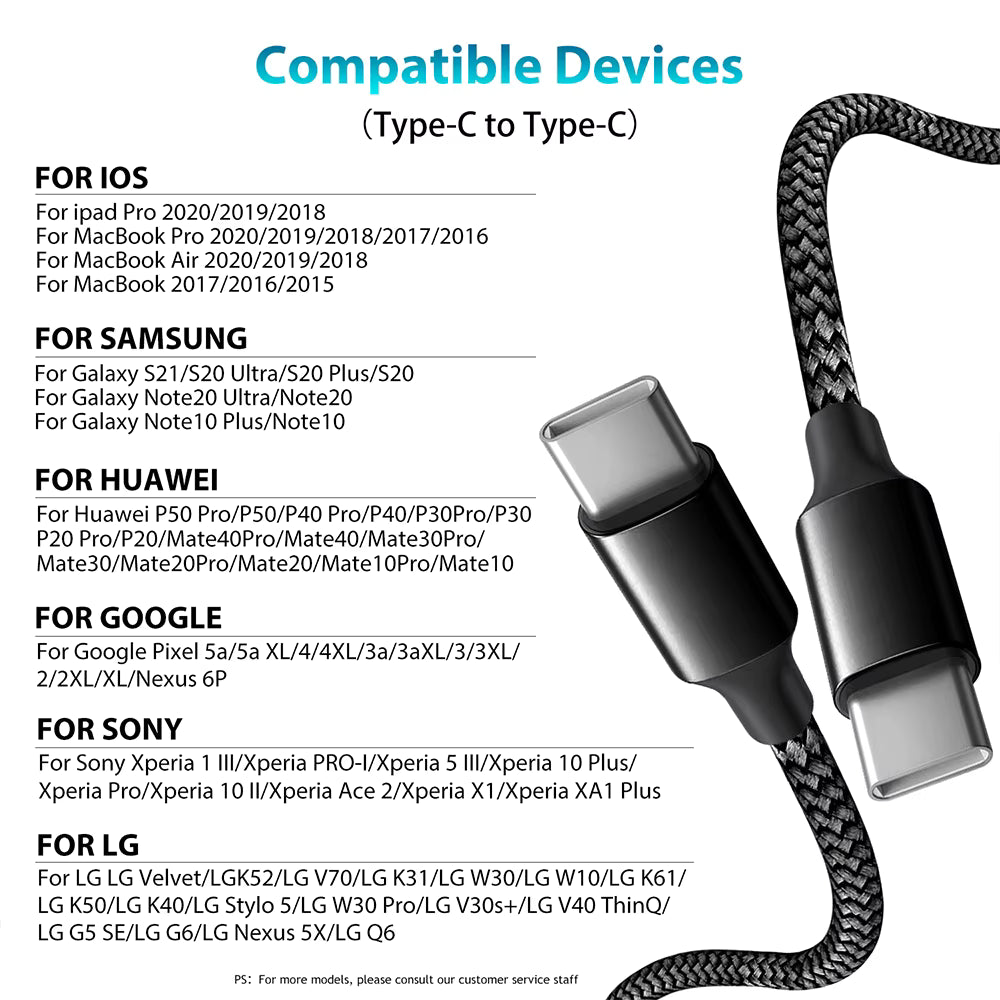 60W PD USB-C to USB-C Extension Cable | 5M