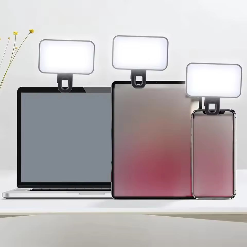 Portable Mini Selfie Fill Light Rechargeable 3 Modes Clip On LED Light