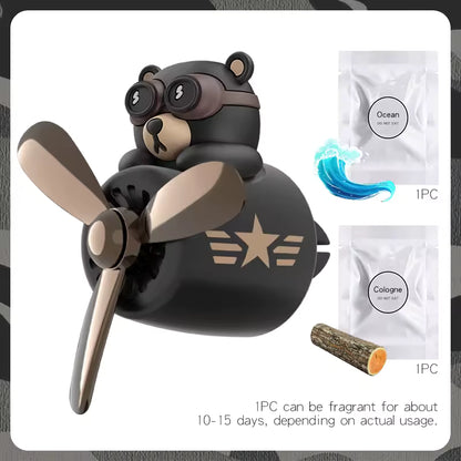 Rotating Pilot Bear Car Air Freshener Vent Clip Perfume Diffuser