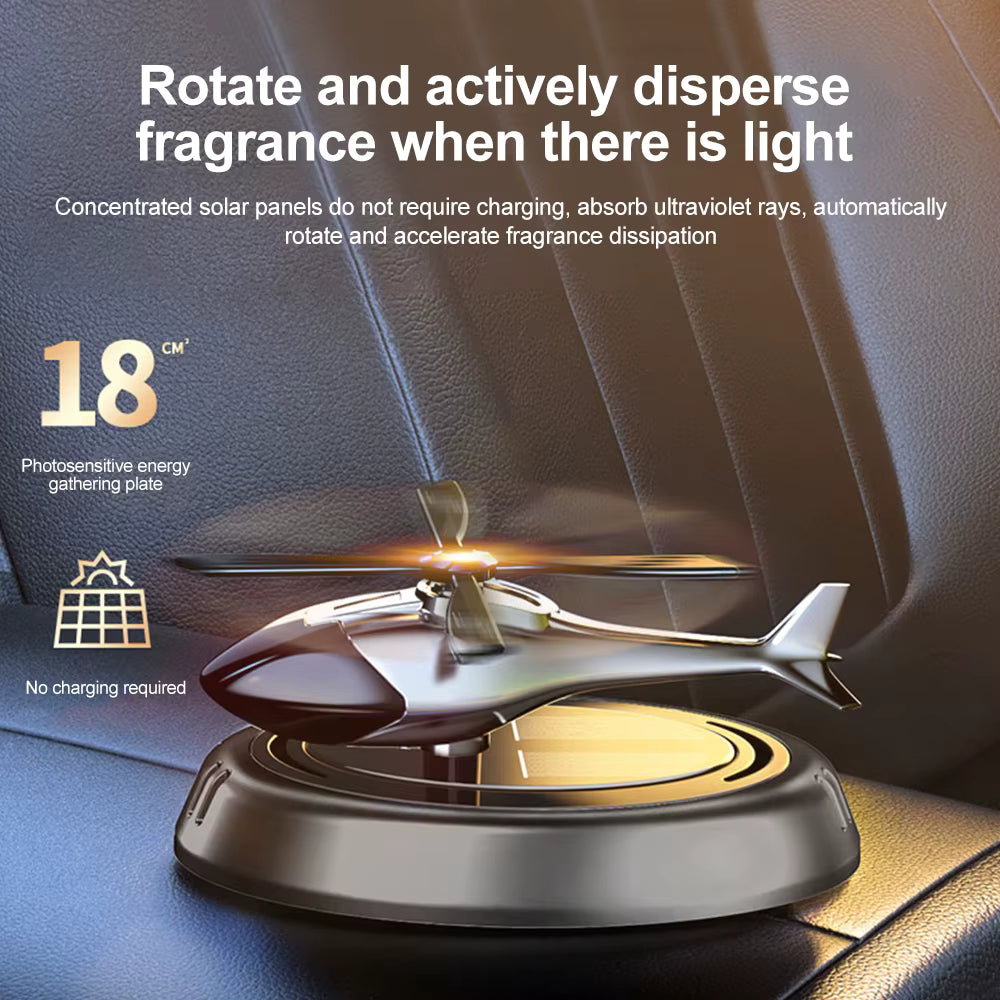 Solar Powered Rotating Helicopter Car Air Freshener Aroma Diffuser