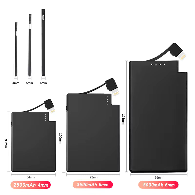 TNTOR 5000mAh Power Bank with Built-In Type-C Cable