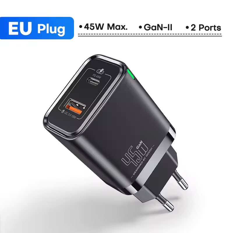 QOOVI 45W/65W GaN USB-C PD Fast Charger