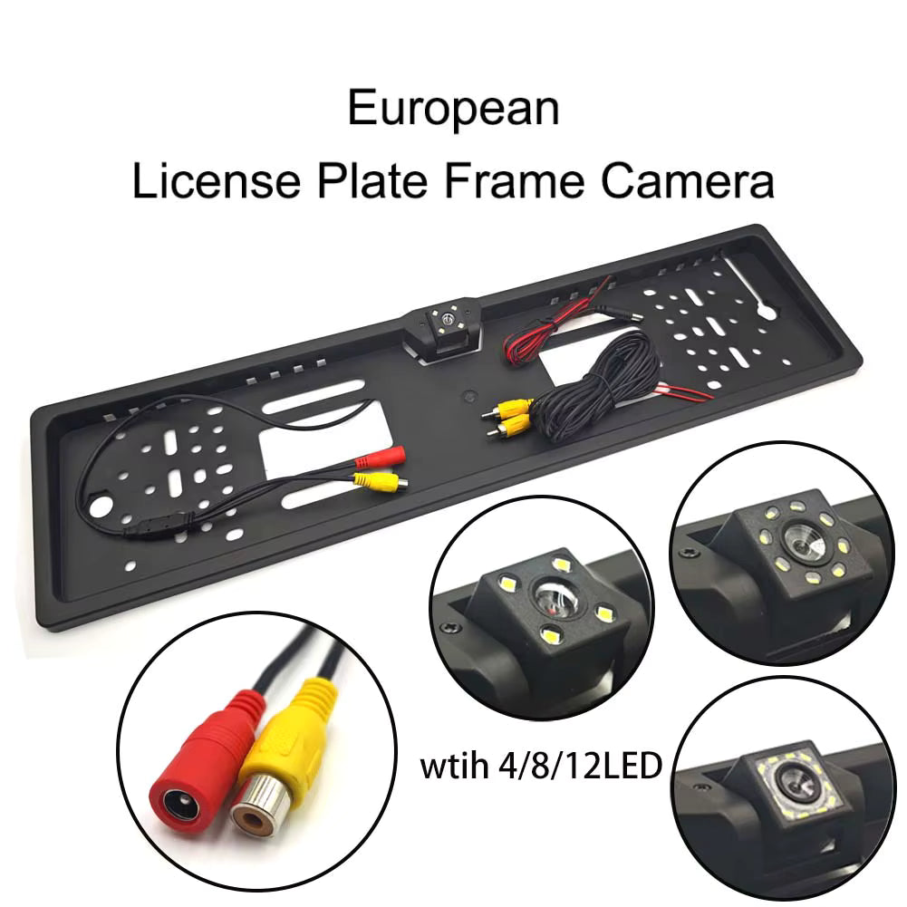 4//8/12LED European License Plate Rear View Backup Camera Night Vision