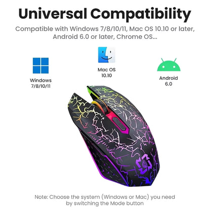 Bluetooth 5.2 RGB Wireless Mouse Dual Mode Silent Gaming Mouse 6 Buttons