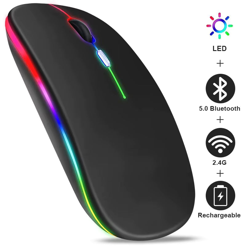 RGB Rechargeable Bluetooth Wireless Mouse 3600DPI LED Backlit