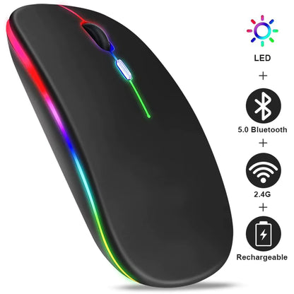 RGB Rechargeable Bluetooth Wireless Mouse 3600DPI LED Backlit