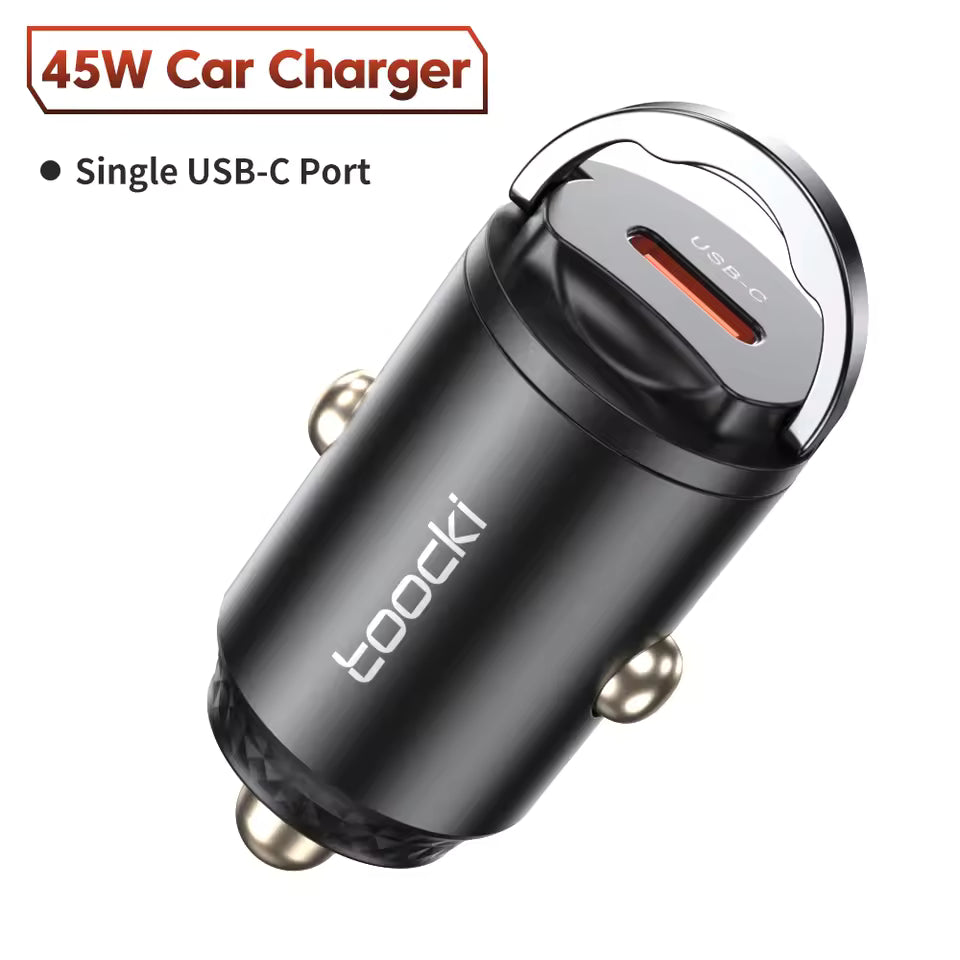 Toocki 45W USB-C Dual Port Fast Car Charger QC3.0 SCP FCP