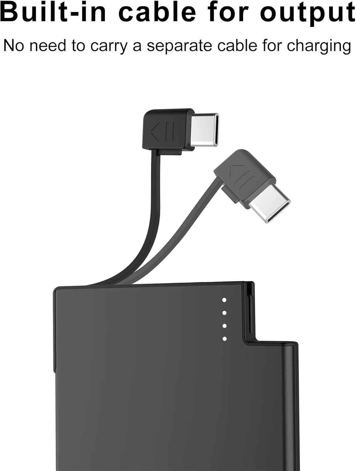 TNTOR 5000mAh Power Bank with Built-In Type-C Cable
