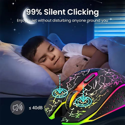 Bluetooth 5.2 RGB Wireless Mouse Dual Mode Silent Gaming Mouse 6 Buttons