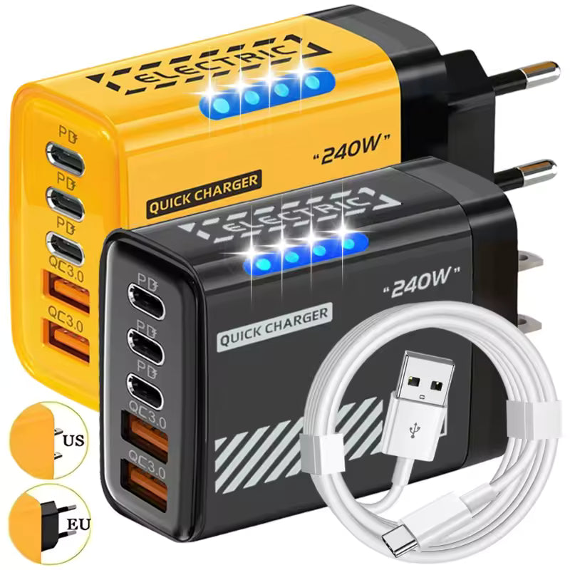 240W Dual USB + 3PD Mech Wind Belt Light Charge