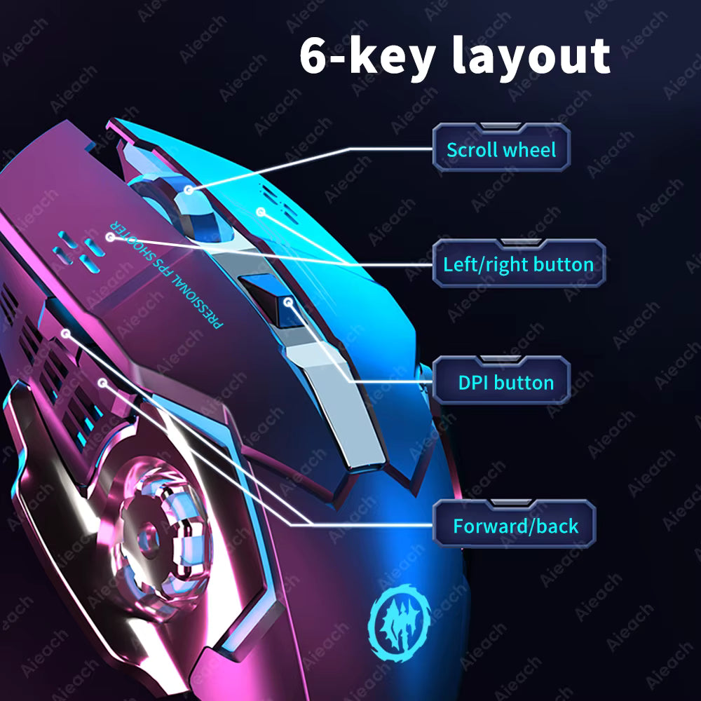 Wireless Bluetooth Gaming Mouse 2.4G Rechargeable RGB Backlit Mouse