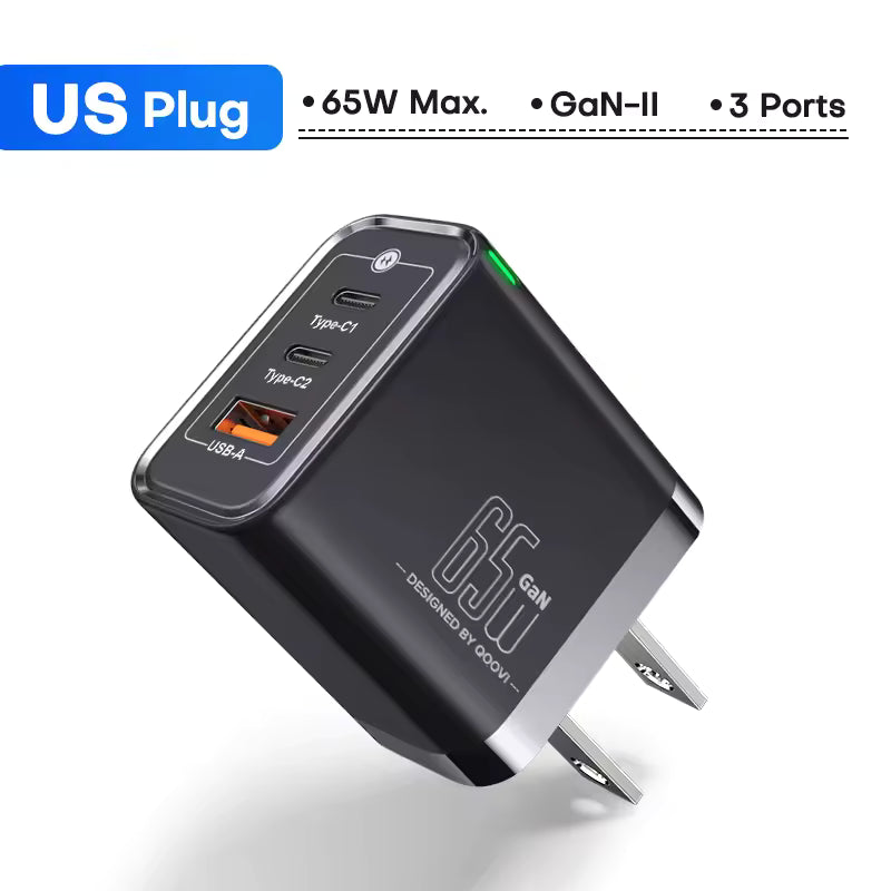 QOOVI 45W/65W GaN USB-C PD Fast Charger