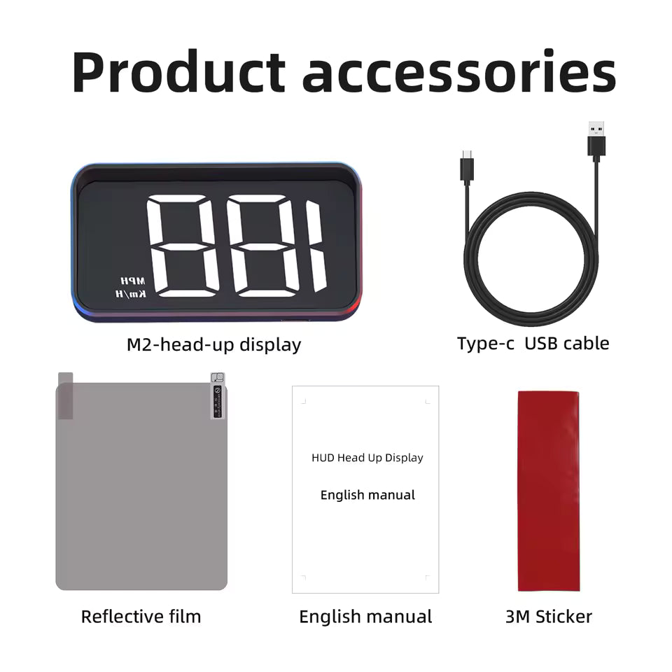 M2 GPS Head Up Display HD Digital Speedometer HUD Windshield Projector