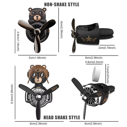 Rotating Pilot Bear Car Air Freshener Vent Clip Perfume Diffuser