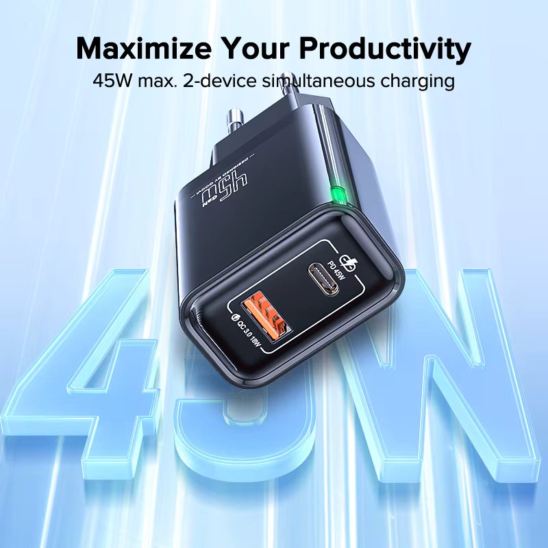 QOOVI 45W/65W GaN USB-C PD Fast Charger